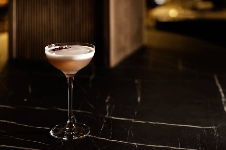 Tall pink cocktail