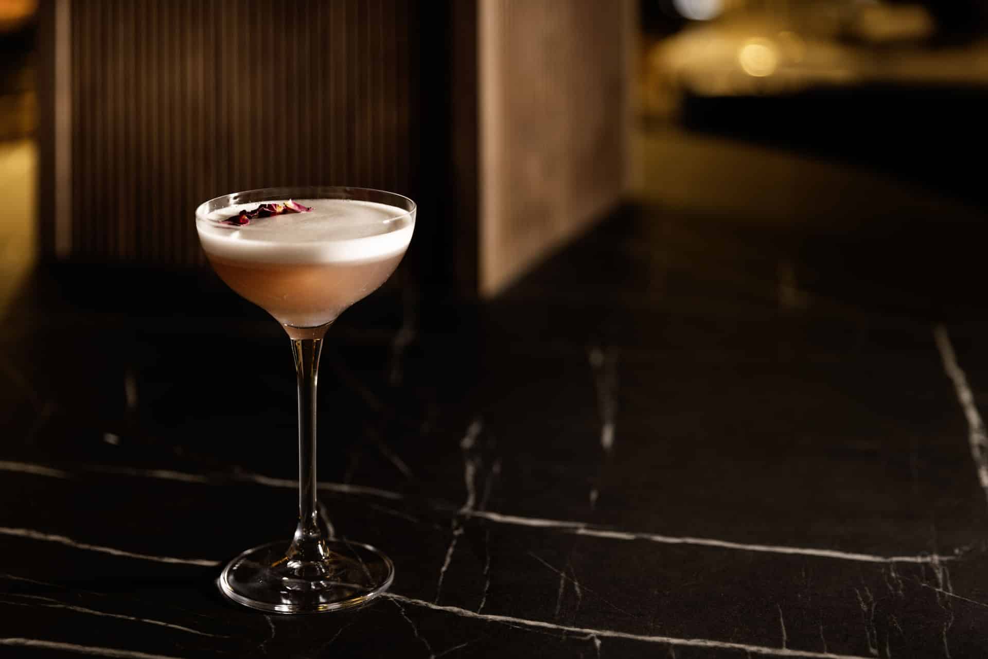 Tall pink cocktail