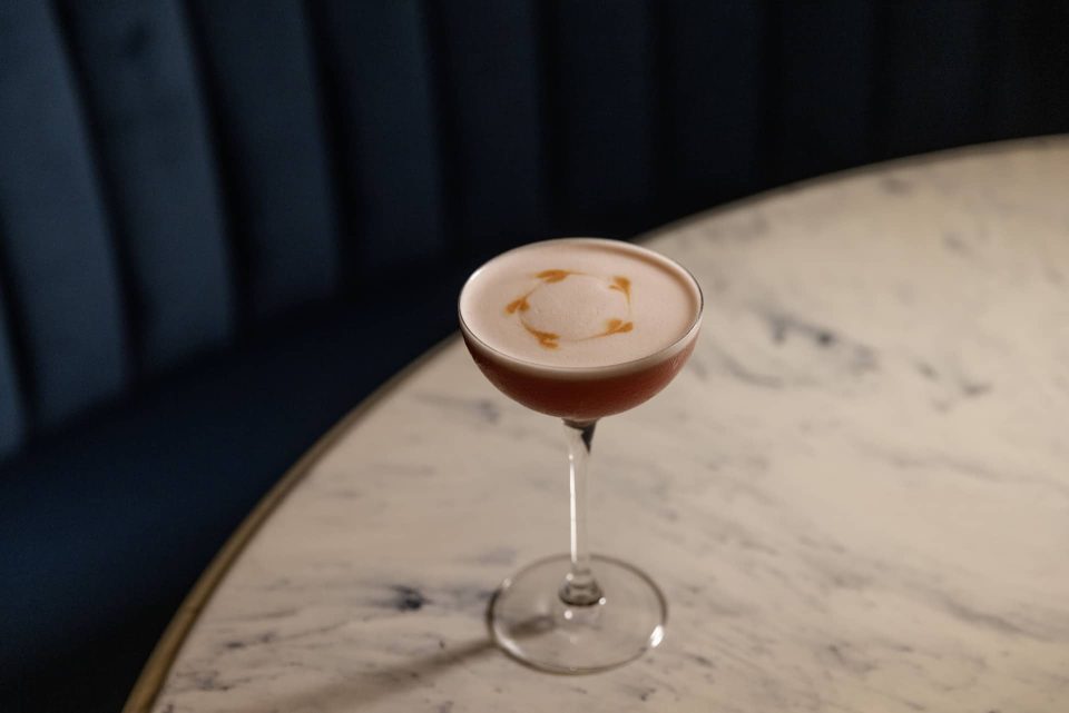 Tall pink cocktail